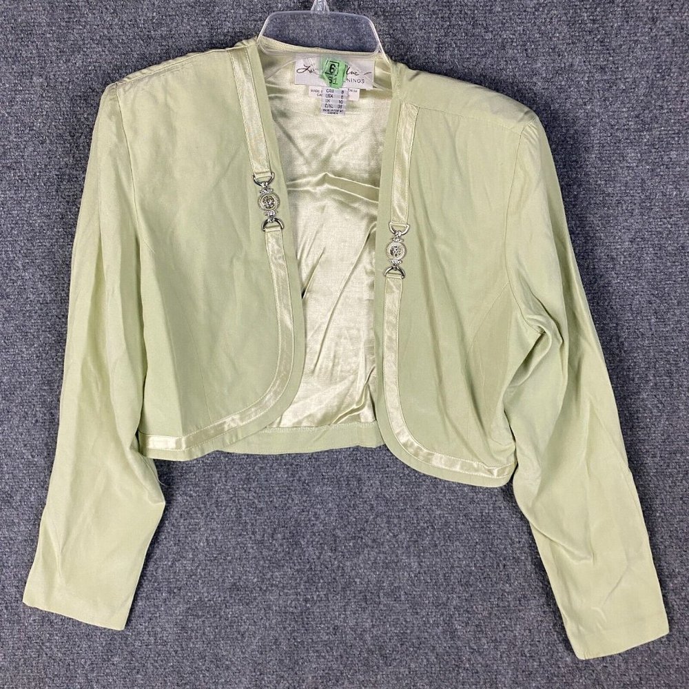 Lori Weidner Evenings Jacket Size 8 Women's Green Rayon Blend Made In Canada